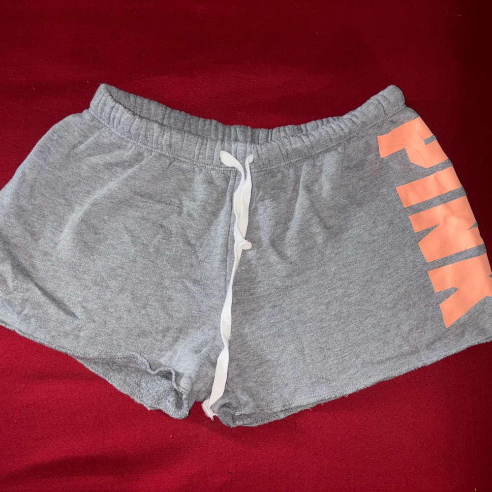 PINK Gray Shorts with PINK logo